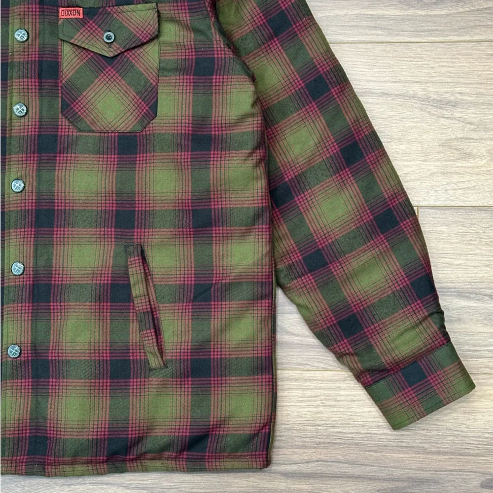 Dixxon Flannel The Payback Jacket Quilted Pearl Snap in Green/Black Size Large